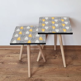 Hanah Home Mesa Nido de 2 Piezas - Blanco, Gris y Amarillo